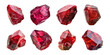 Collection of red gem stones isolated on a transparent background, PNG