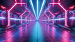 Abstract 3D corridor with neon lights, providing a dynamic and futuristic stage for various design projects