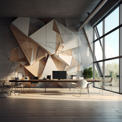 Wall Mural - Abstract geometric shapes in a modern office