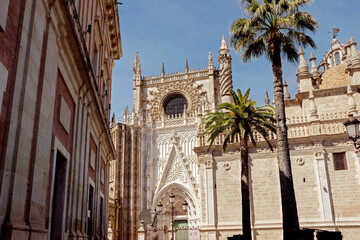 Wall Mural - exterior architecture of Cathedral church in Seville, Spain