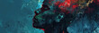 Striking digital art of an African American man's profile, blending cosmic and abstract elements