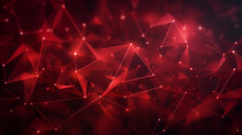 Abstract Digital Connection Dots And Lines Technology Background Network Connection Structure Red Plexus Effect 3d, Connection Of Dots And Lines Structure On Dark Background Red Abstract Polygonal 
