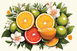 Lemon lime avocado papaya vector art illustration.