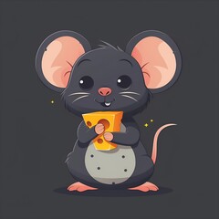  Mouse with cheese vector illustration