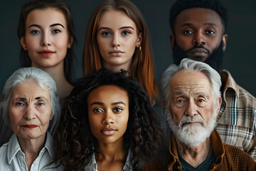 Sticker - Realistic portraits of people of mixed races and ages.