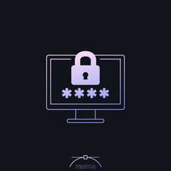 Poster - password access vector icon with a computer