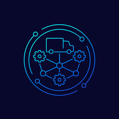 Poster - SCM icon, Supply chain management linear design