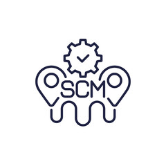 Sticker - SCM line icon, Supply chain management