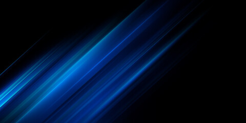Poster - illustration of light ray, stripe line with blue light, speed motion background