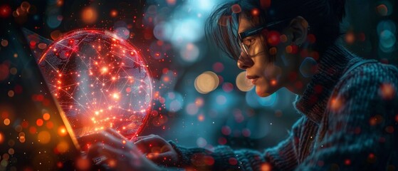 Fototapete - AI (Artificial Intelligence), bots with AI, search engines, businessmen using laptops connected to AI, using command prompts for generating ideas, digital transformation, and SEO.