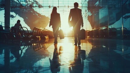 Poster - Business concept. Business people in silhouette.