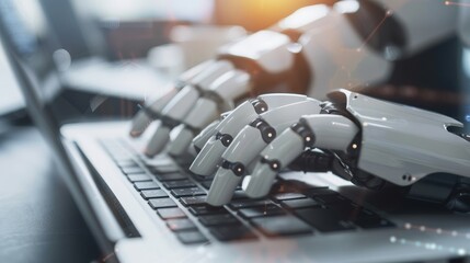 Aufkleber - Chatbot with AI (Artificial Intelligence), search engine, businessman using laptop with AI connection, using command prompt to generate ideas or solve problems, digital transformation, SEO.