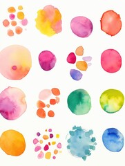 Wall Mural - Assorted Color Circles on White Background. Printable Wall Art.