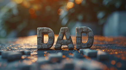 Happy fathers day card vintage retro type 3d font of word dad 