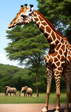 Fototapeta Zwierzęta - giraffes in zoo