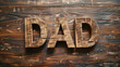 Happy Father’s Day dad text with wooden text dad writing, copy space text, 3D rendering illustration, happy fathers day