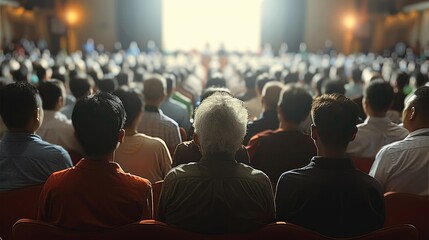 Aufkleber - A many person as meeting at the conference hall. Generative AI.