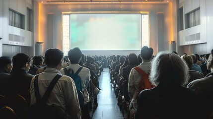 Poster - A many person as meeting at the conference hall. Generative AI.