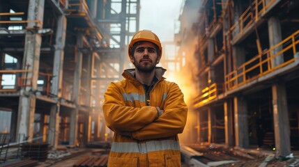 Poster - Architect standing in front of a project being built. Generative AI.