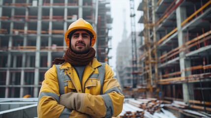 Poster - Architect standing in front of a project being built. Generative AI.