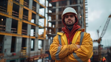 Poster - Architect standing in front of a project being built. Generative AI.