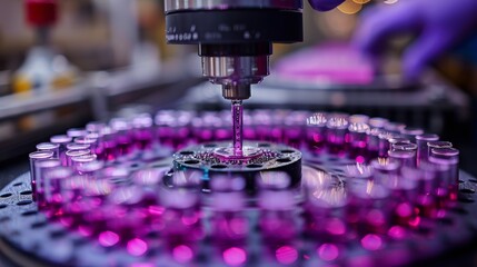 Aufkleber - Semiconductor Wafer Manufacturing at Fab. Pick and Place Machine for Attaching Silicon Die to Substrate. Semiconductor Packaging Process.
