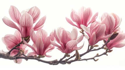 Poster - Isolated magnolia flower with full depth of field on a white background