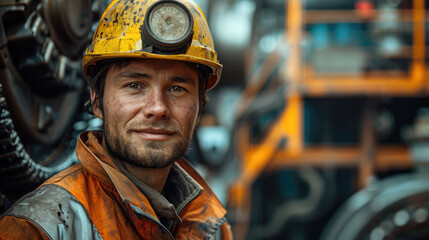 Aufkleber - A mining worker working in a factory. Generative AI.