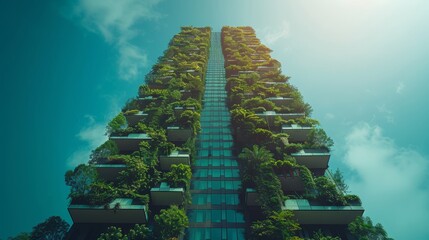 Poster - The One Central Park building, Sydney, Australia, is a green skyscraper with plants growing on the facade. A concept of ecology and green living in cities.