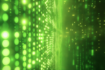 Abstract green binary matrix code background.