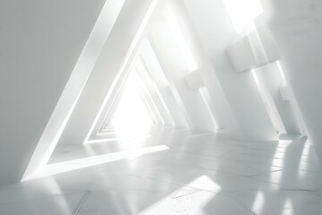  Triangle Empty white space, neon lights, Futuristic, modern interior, future room style or spaceship, sci-fi, hi-tech, background, 3D rendering.