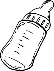 Poster - sketch baby bottle hand drawn