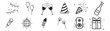 © izzul fikry (ijjul) - doodle party icon bundle hand drawing style sketch black, confetti decoration
