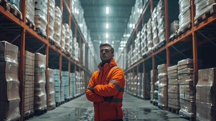 Aufkleber - A loader man in the process of work in a warehouse. Generative AI.