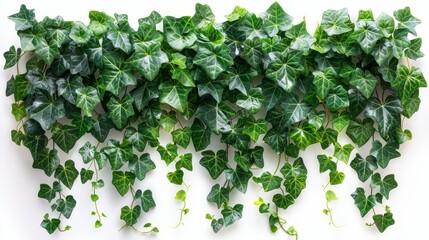 Poster - Hanging ivy bush with green leaves Javanese treebine or Grape ivy (Cissus spp.) isolated on white background.