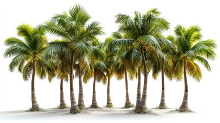 Poster - A coconut palm tree is isolated on a white background. There are several palm trees in this collection.
