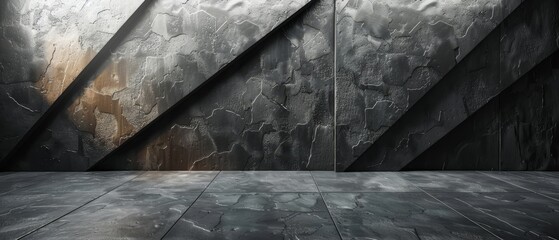 Poster - The background of an abstract cement wall and studio room is black, dark, and gray, an interior texture that is suitable for displaying products.