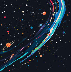 Abstract galaxy theme flat design background