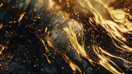 Wall Mural -  gold and black liquid abstract texture 