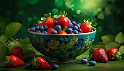 Wall Mural - strawberries and blueberries