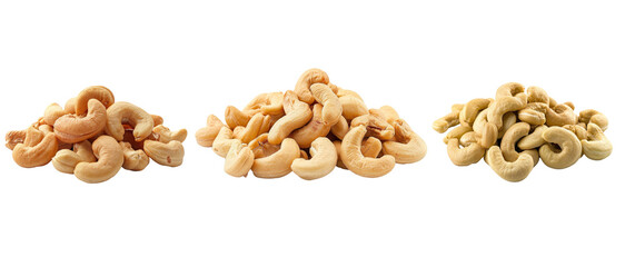 Wall Mural - Roasted cashew nuts isolated on transparent background