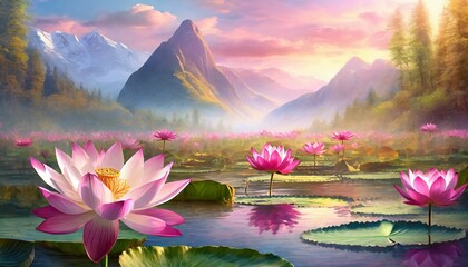 Wall Mural - pink lotus flower