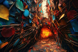 Fototapeta  - Immerse yourself in the vibrant hues of an artistic tunnel fashioned from a mosaic