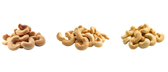 Wall Mural - Roasted cashew nuts isolated on transparent background