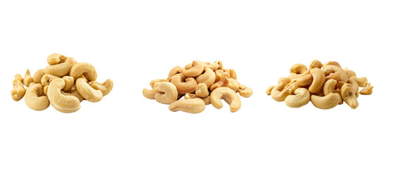 Wall Mural - Roasted cashew nuts isolated on transparent background