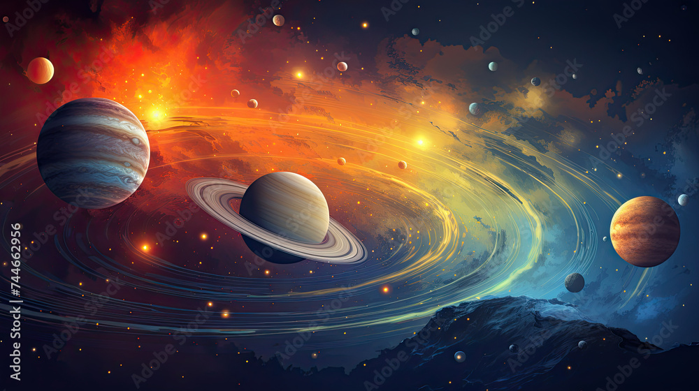 Milky Way Galaxy Outer Space Solar System Cosmos Planets Sun Earth 