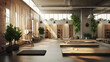 A gym layout for a holistic wellness center, incorporating yoga studios and wellness counseling areas.