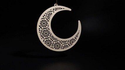 Wall Mural - Ramadan Kareem moon moving against a black background, Islamic tradition, vintage ornamentation, Eastern culture