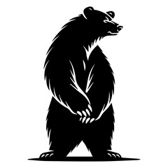 Wall Mural - grizzly bear standing black silhouette logo svg vector, bear standing icon illustration.