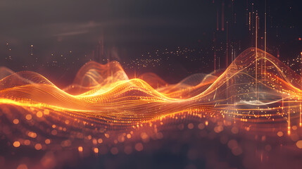 Abstract Golden Waves of Light on Dark Background